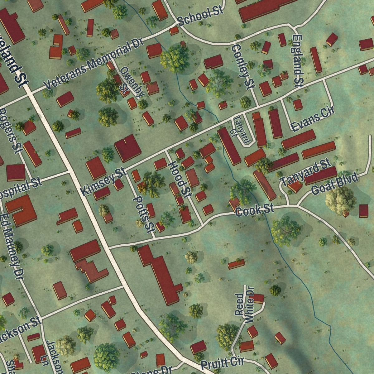 Close-up 1 of the Blairsville, Georgia map artwork
