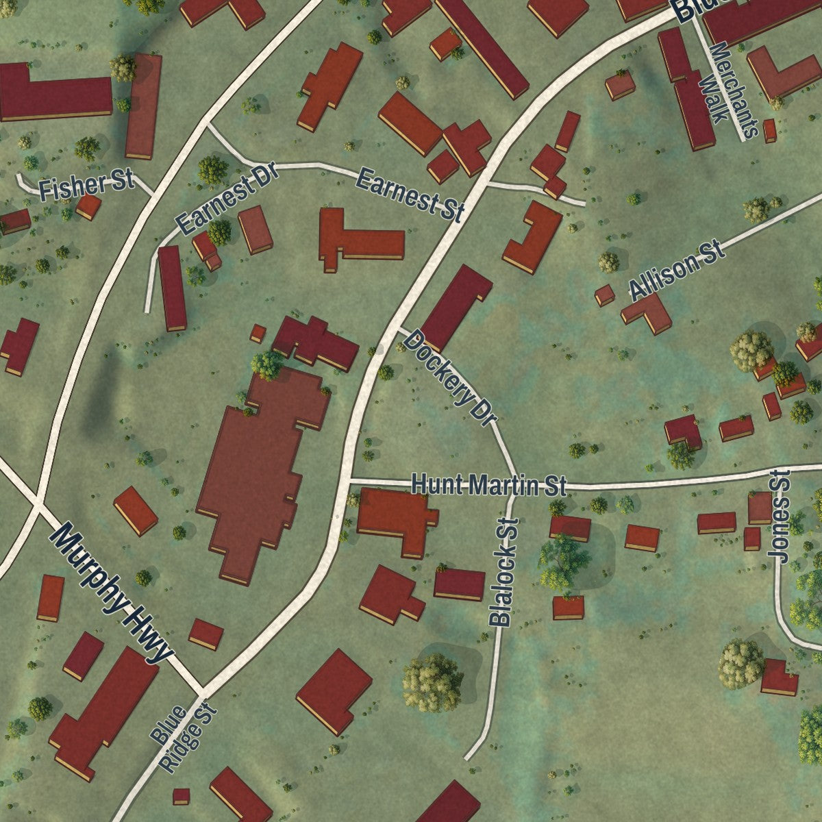 Close-up 2 of the Blairsville, Georgia map artwork