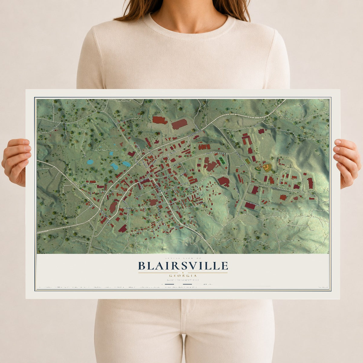 Blairsville, Georgia map print, 12" x 18" Archival Matte Print mockup