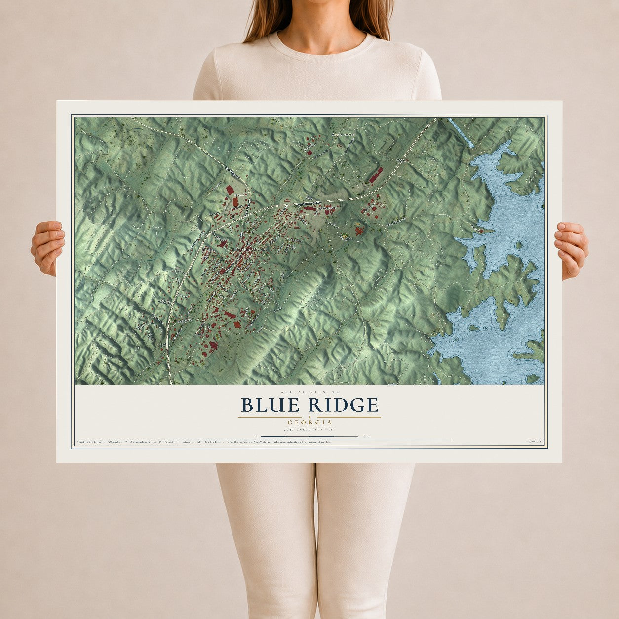 Blue Ridge, Georgia map print, 24" x 36" Archival Matte Print mockup