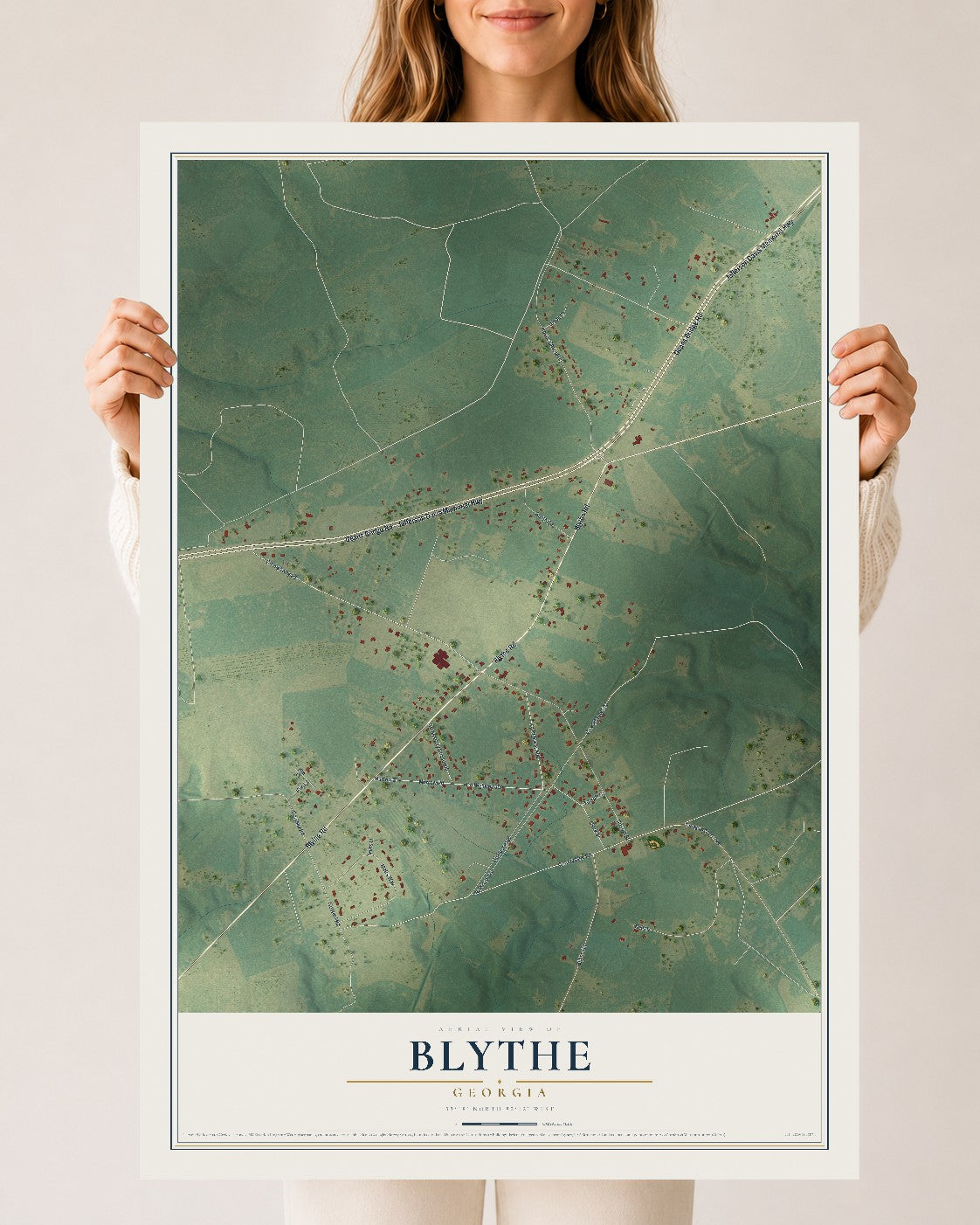Blythe, Georgia map print, 24" x 36" Archival Matte Print mockup