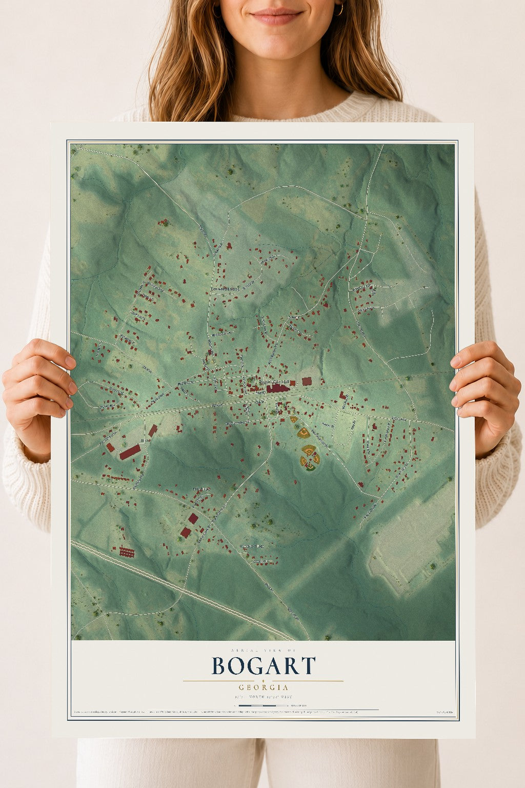 Bogart, Georgia map print, 18" x 24" Archival Matte Print mockup
