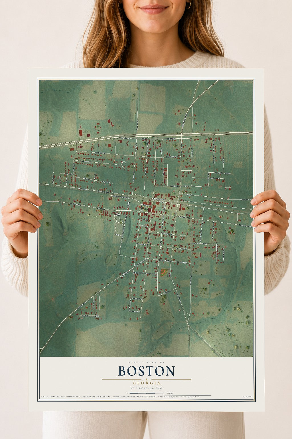 Boston, Georgia map print, 18" x 24" Archival Matte Print mockup