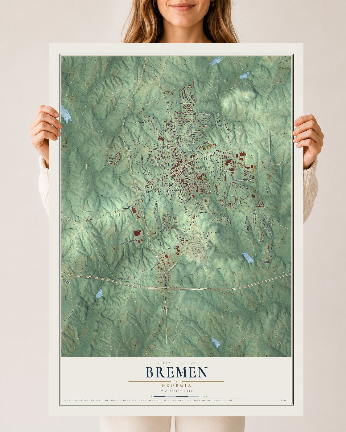 Bremen, Georgia map print, 24" x 36" Archival Matte Print mockup