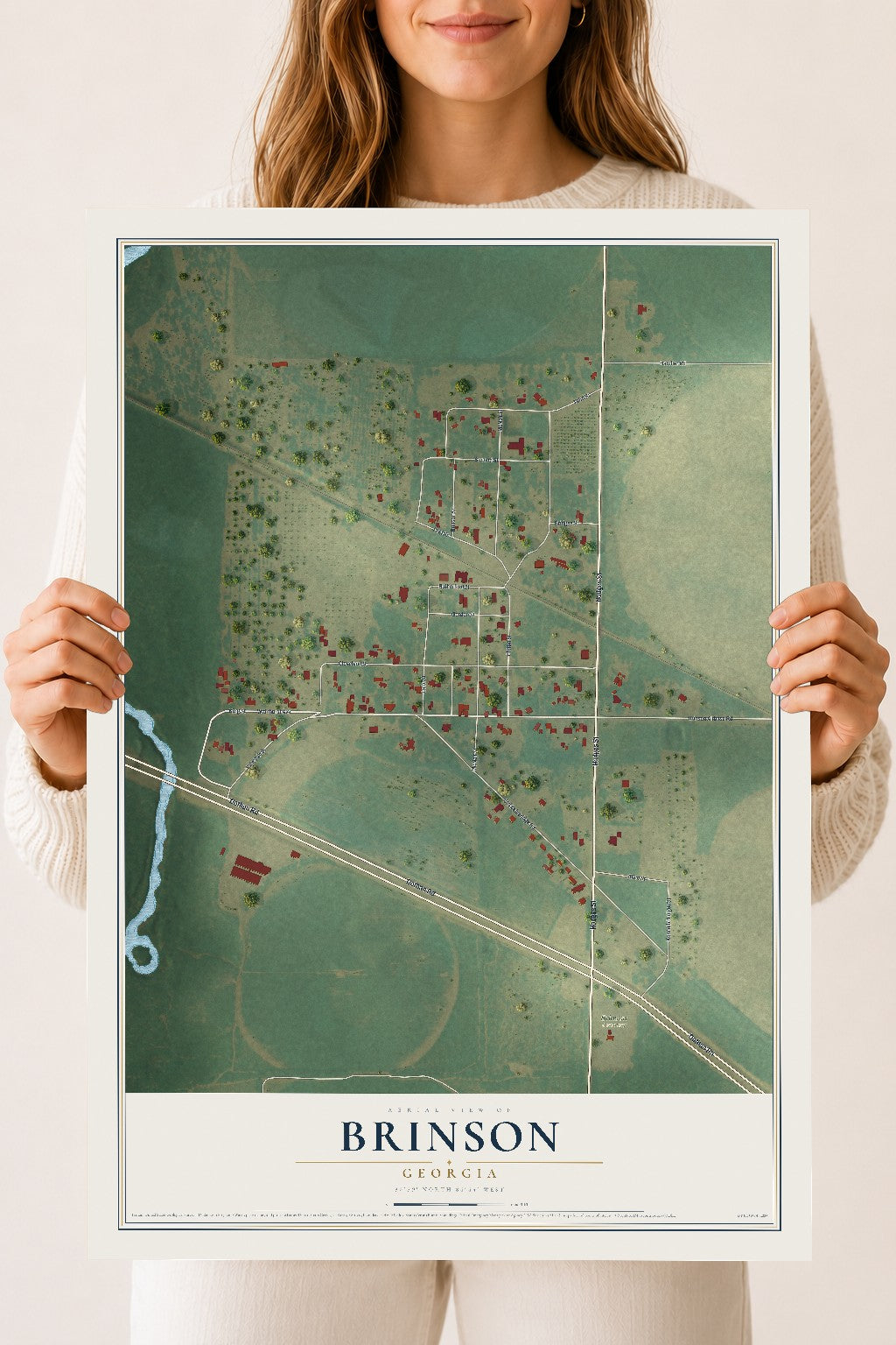 Brinson, Georgia map print, 18" x 24" Archival Matte Print mockup