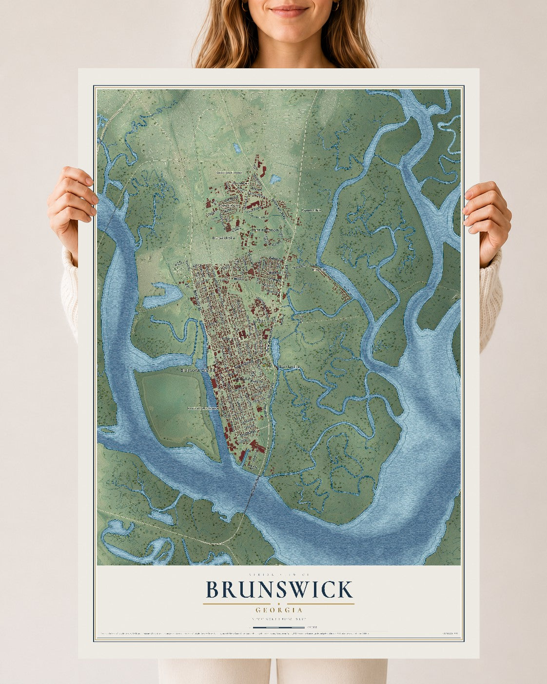 Brunswick, Georgia map print, 24" x 36" Archival Matte Print mockup