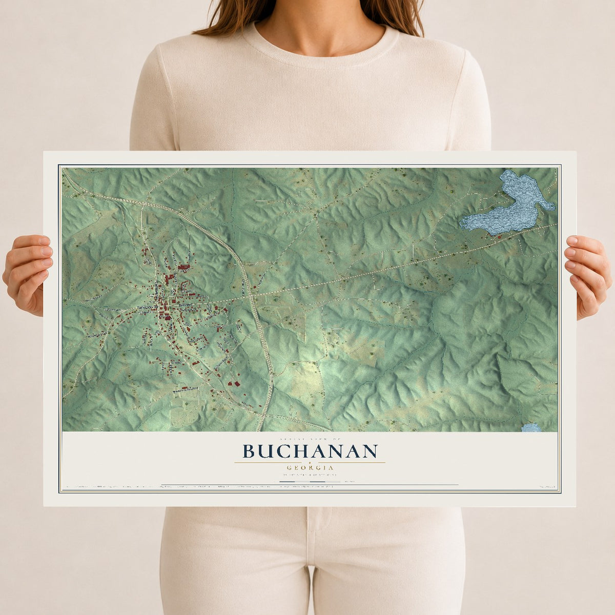 Buchanan, Georgia map print, 12" x 18" Archival Matte Print mockup