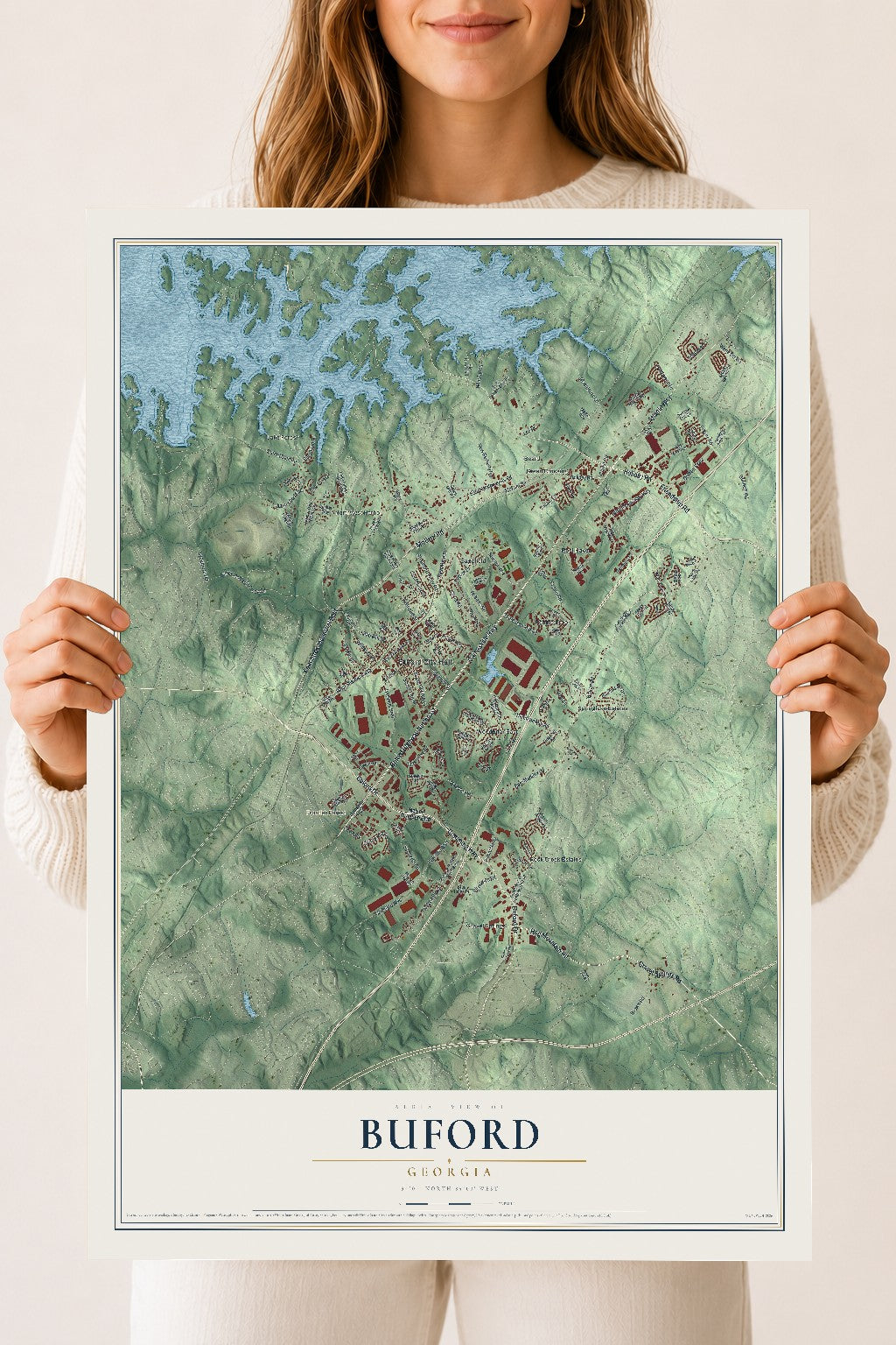 Buford, Georgia map print, 18" x 24" Archival Matte Print mockup
