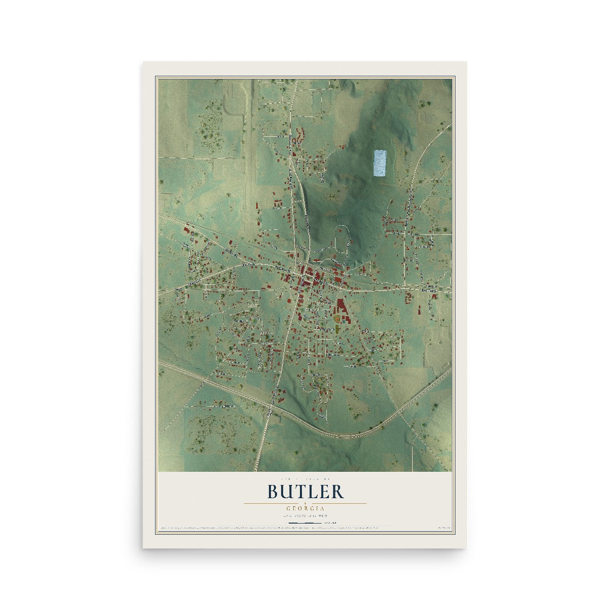 Butler, Georgia map print, 12" x 18" Archival Matte Print mockup