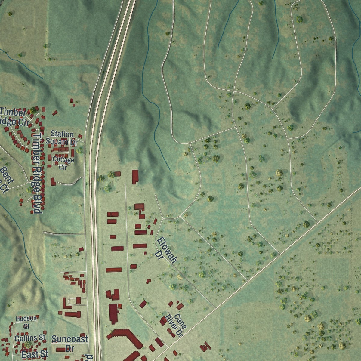 Close-up 2 of the Byron, Georgia map artwork