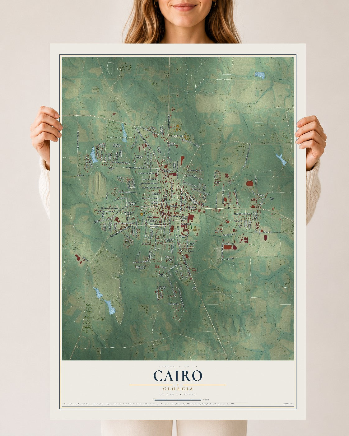 Cairo, Georgia map print, 24" x 36" Archival Matte Print mockup