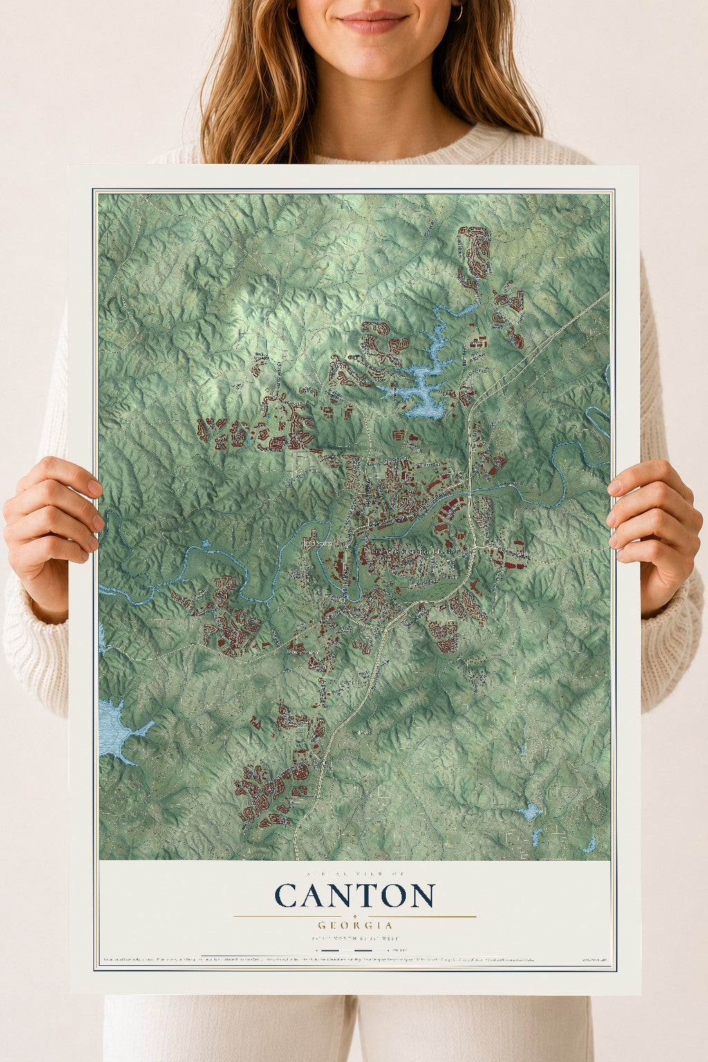 Canton, Georgia map print, 18" x 24" Archival Matte Print mockup