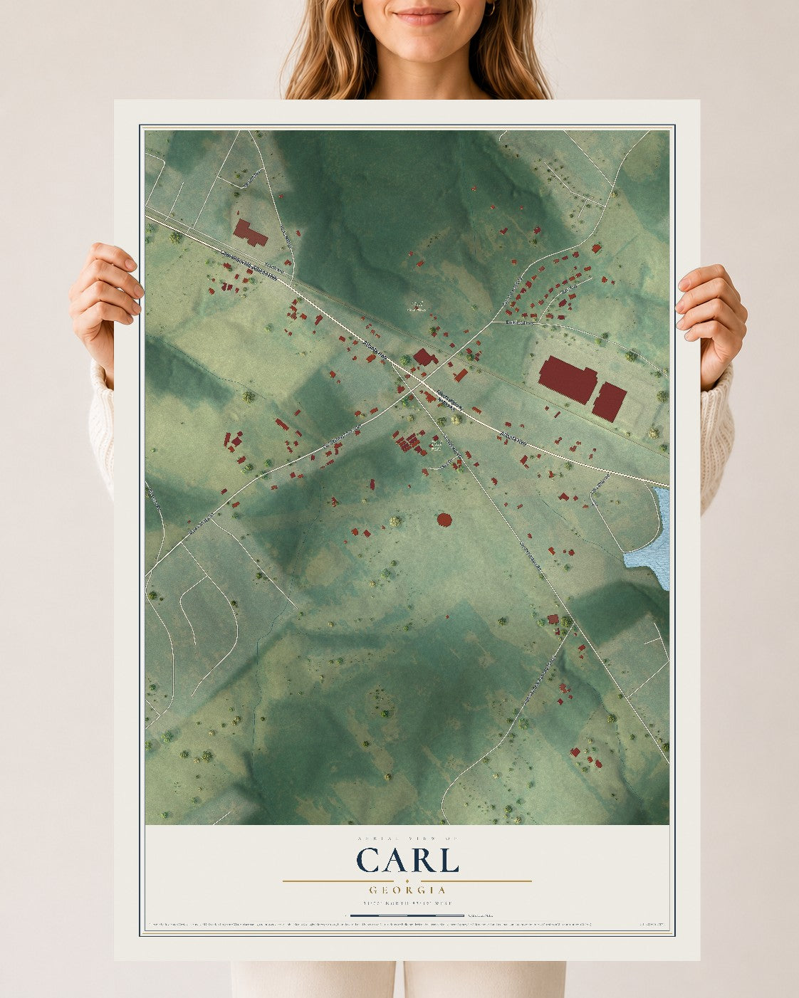 Carl, Georgia map print, 24" x 36" Archival Matte Print mockup