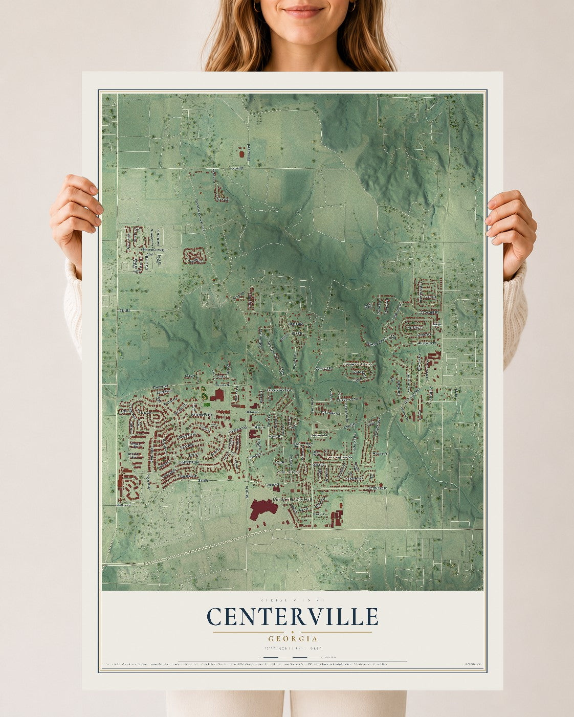 Centerville, Georgia map print, 24" x 36" Archival Matte Print mockup