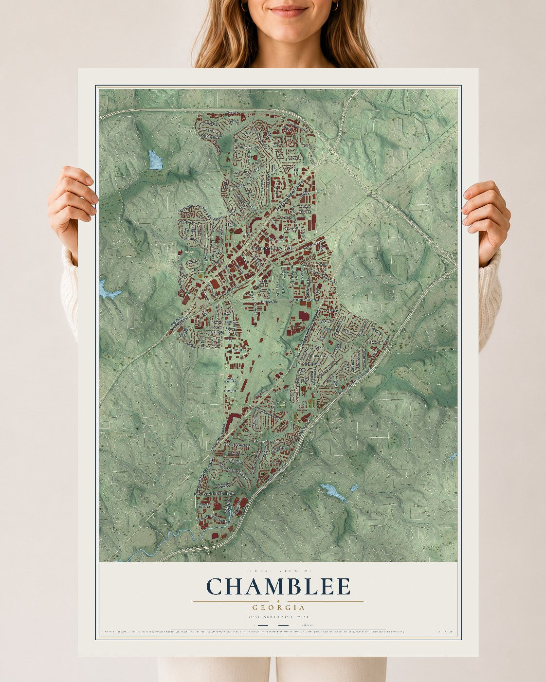 Chamblee, Georgia map print, 24" x 36" Archival Matte Print mockup