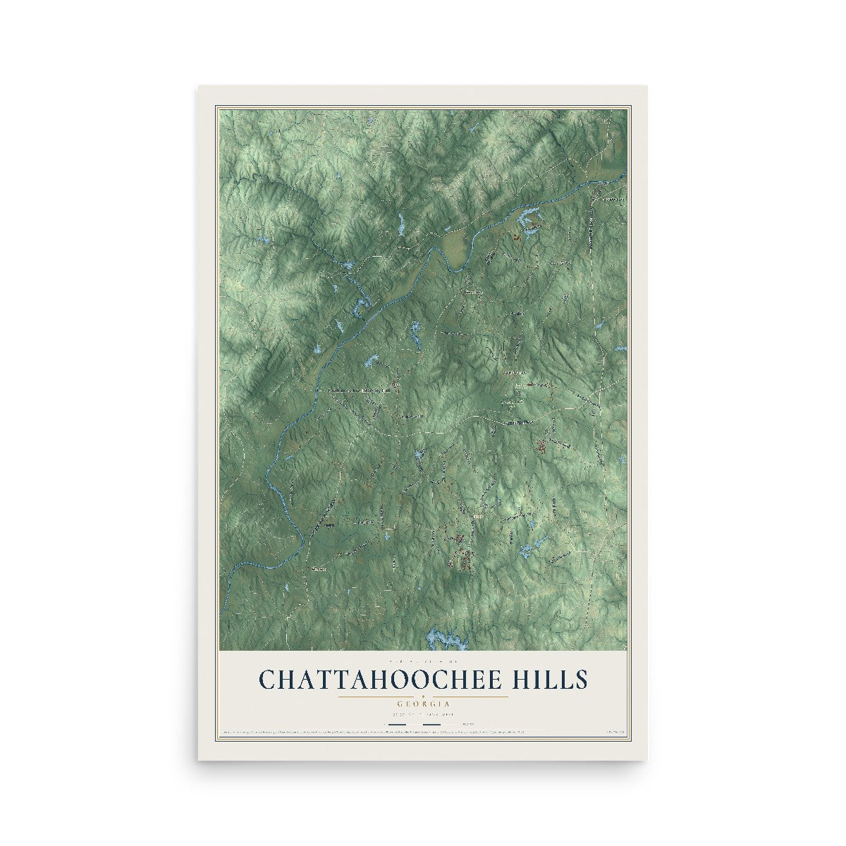 Chattahoochee Hills, Georgia map print, 12" x 18" Archival Matte Print mockup