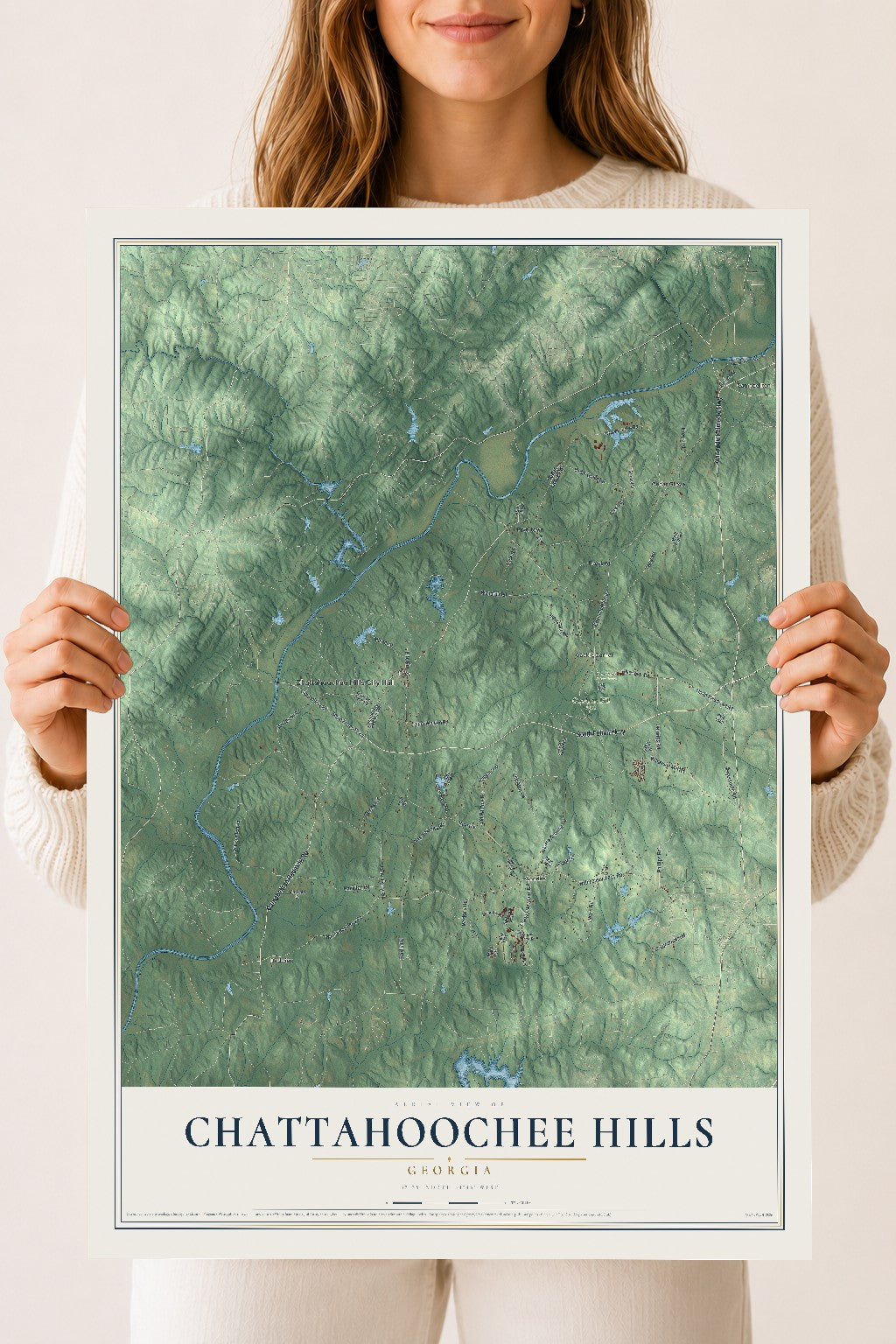 Chattahoochee Hills, Georgia map print, 18" x 24" Archival Matte Print mockup