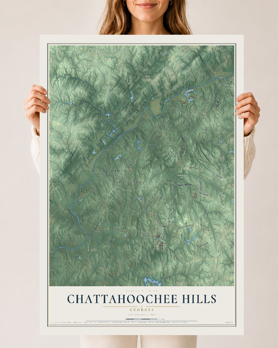 Chattahoochee Hills, Georgia map print, 24" x 36" Archival Matte Print mockup