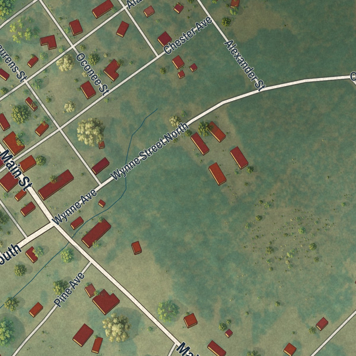 Close-up 1 of the Chester, Georgia map artwork
