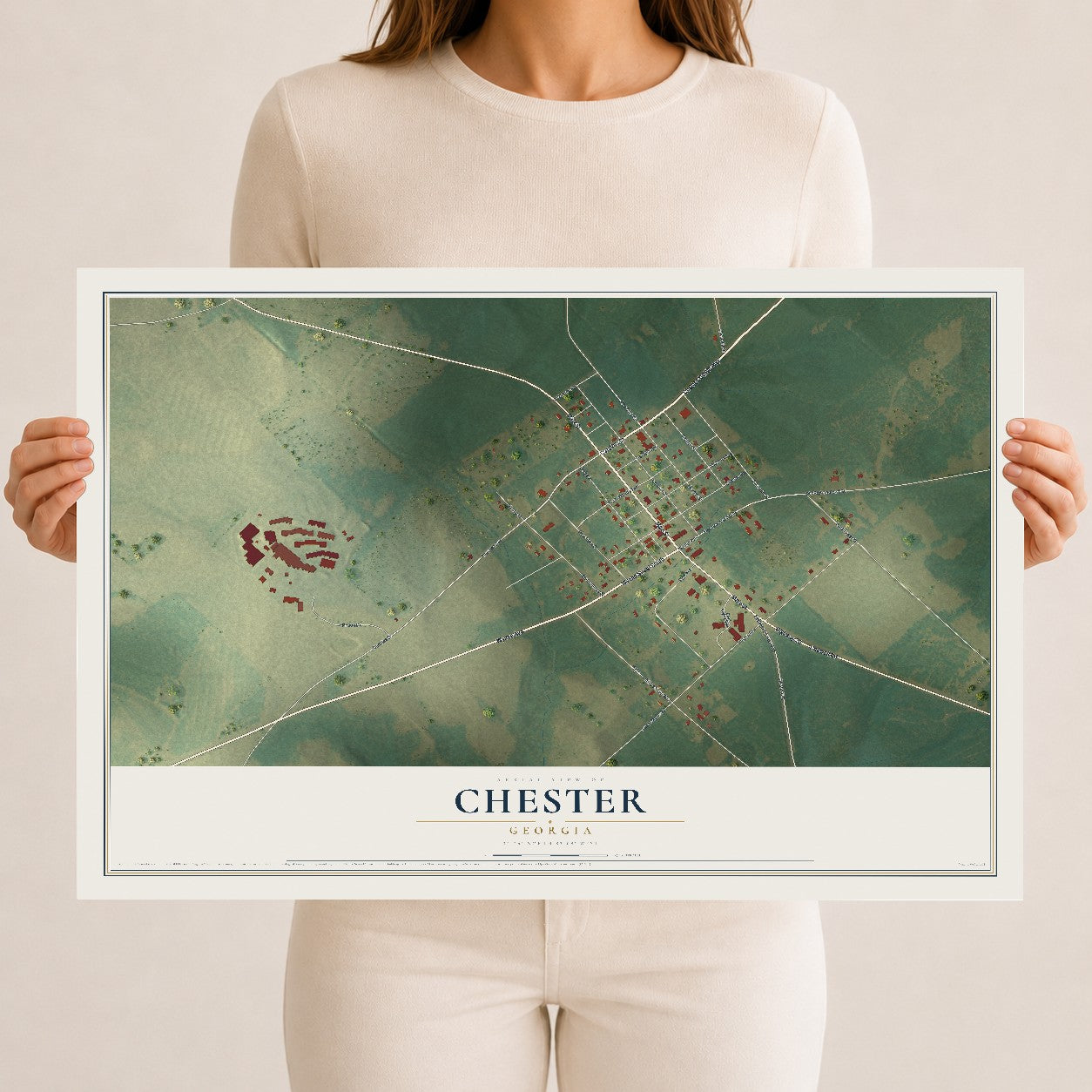 Chester, Georgia map print, 12" x 18" Archival Matte Print mockup
