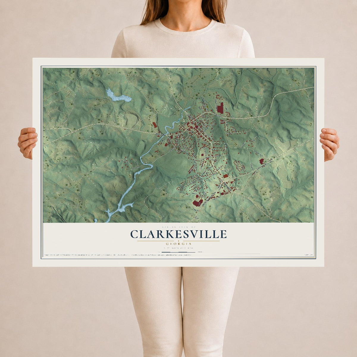 Clarkesville, Georgia map print, 24" x 36" Archival Matte Print mockup