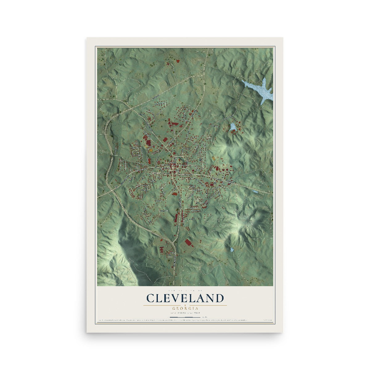 Cleveland, Georgia map print, 12" x 18" Archival Matte Print mockup