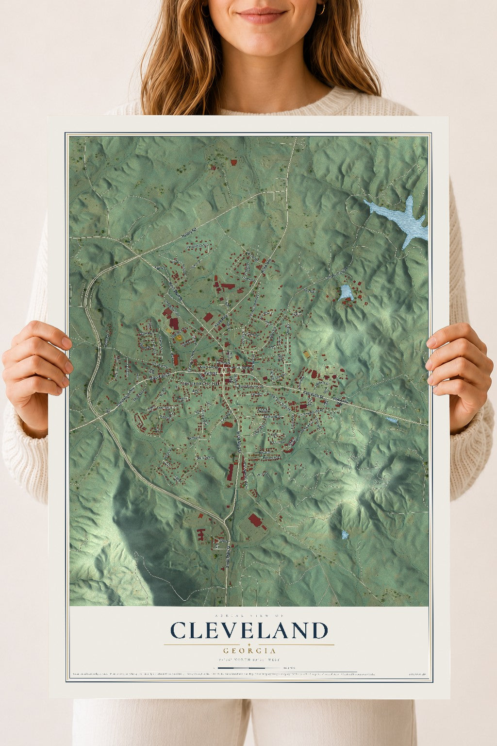 Cleveland, Georgia map print, 18" x 24" Archival Matte Print mockup