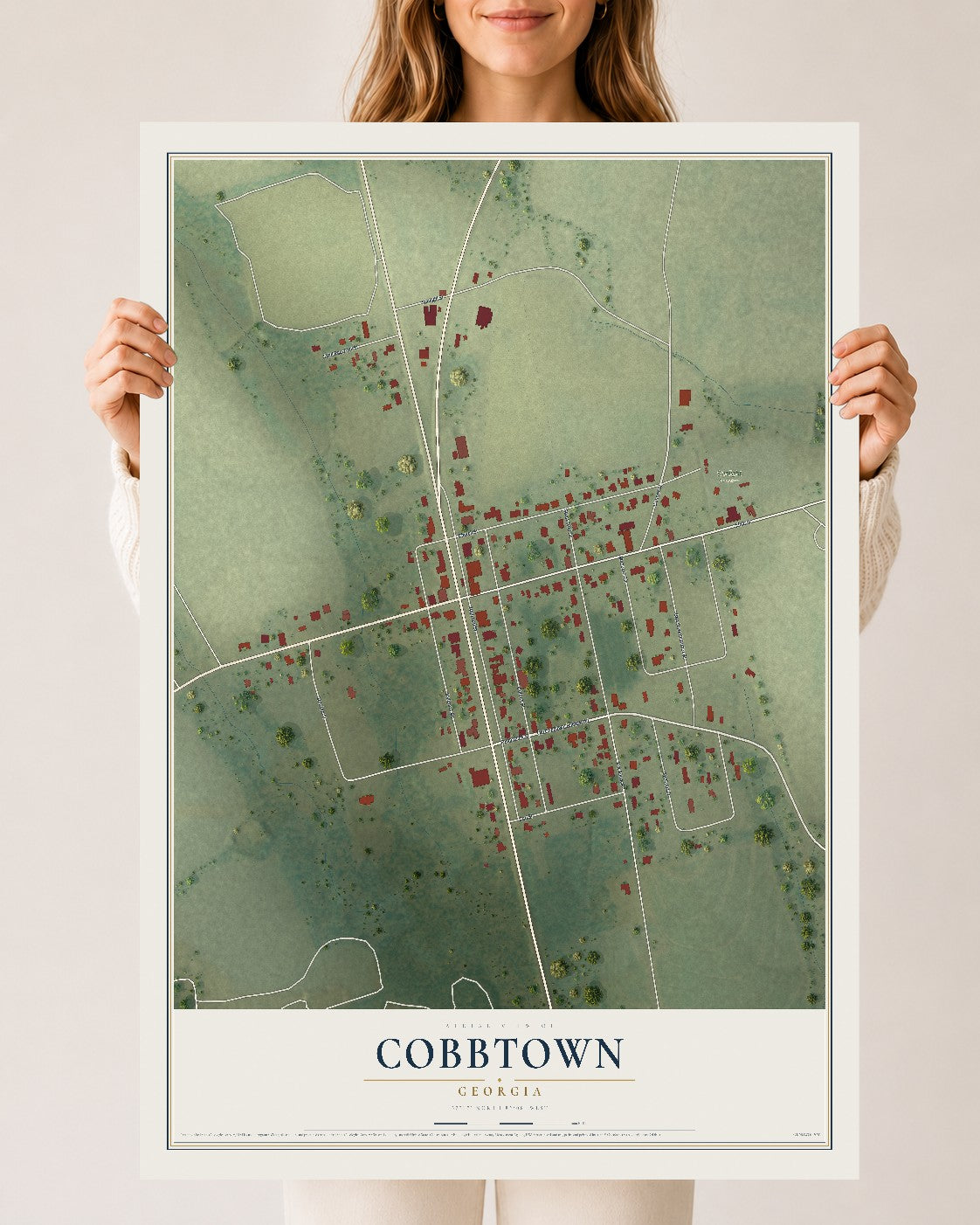 Cobbtown, Georgia map print, 24" x 36" Archival Matte Print mockup