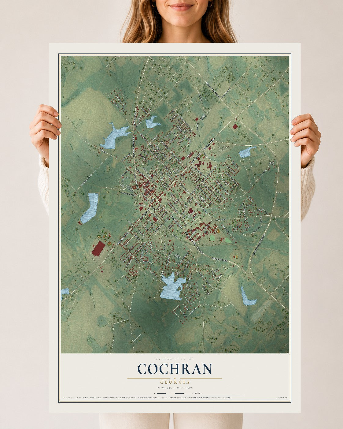 Cochran, Georgia map print, 24" x 36" Archival Matte Print mockup