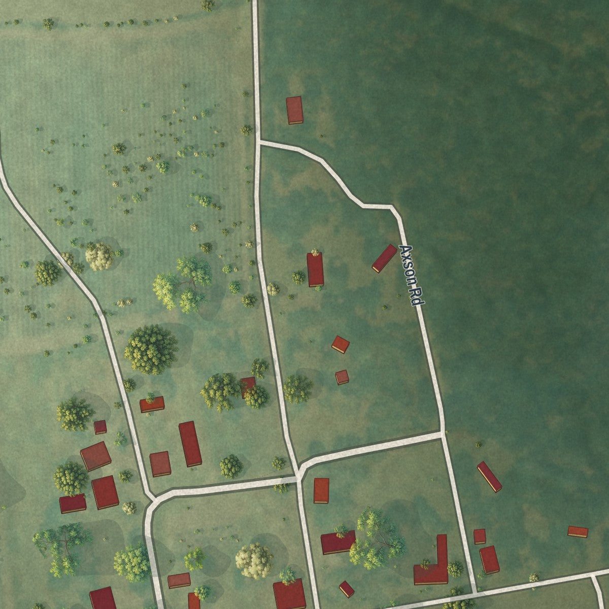 Close-up of the map of Cogdell, Georgia print showing street and building detail