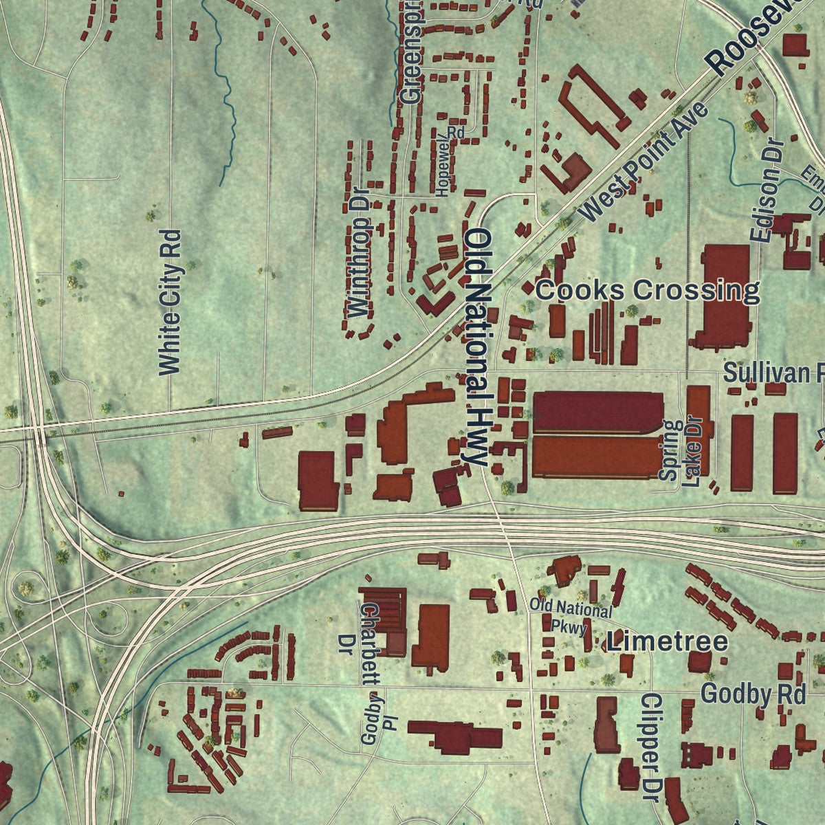 Close-up 2 of the College Park, Georgia map artwork