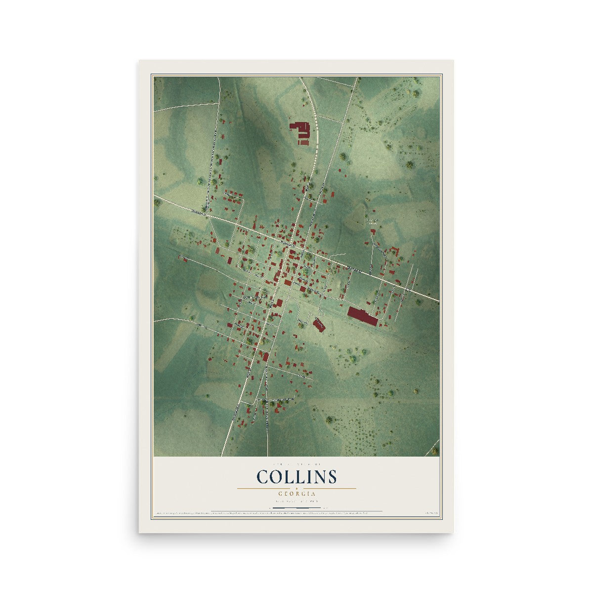 Collins, Georgia map print, 12" x 18" Archival Matte Print mockup