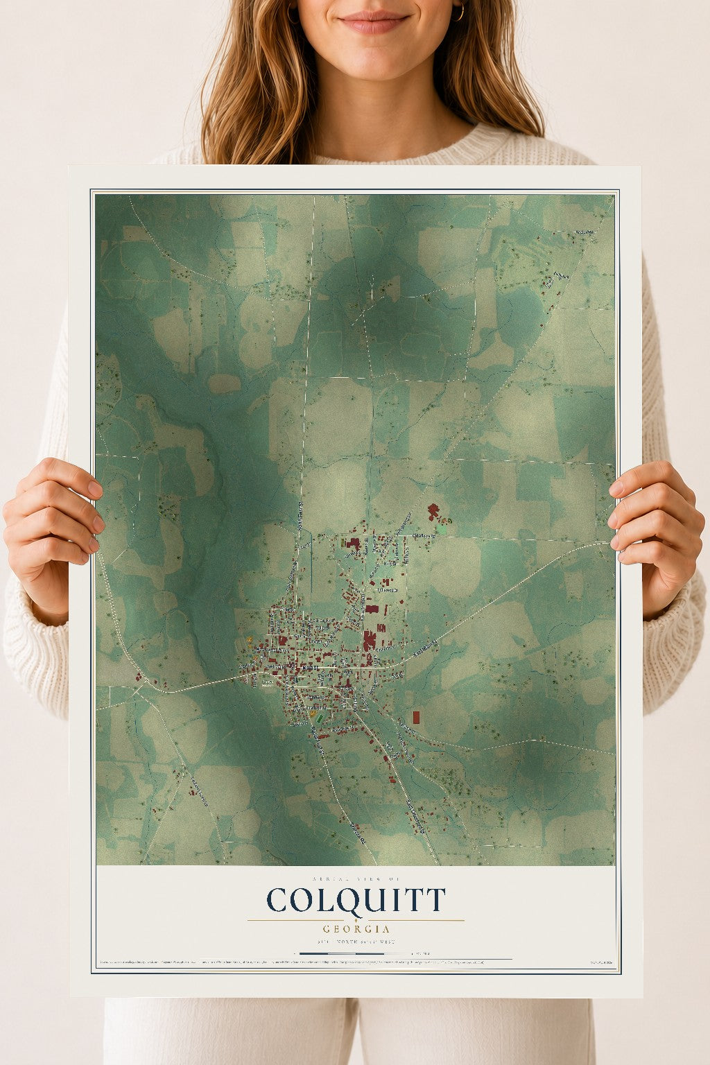 Colquitt, Georgia map print, 18" x 24" Archival Matte Print mockup