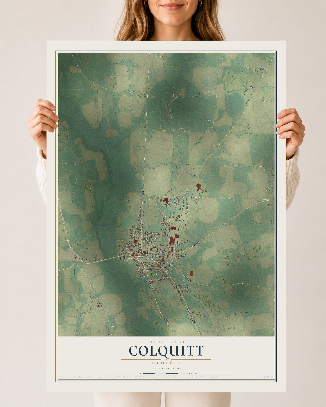 Colquitt, Georgia map print, 24" x 36" Archival Matte Print mockup