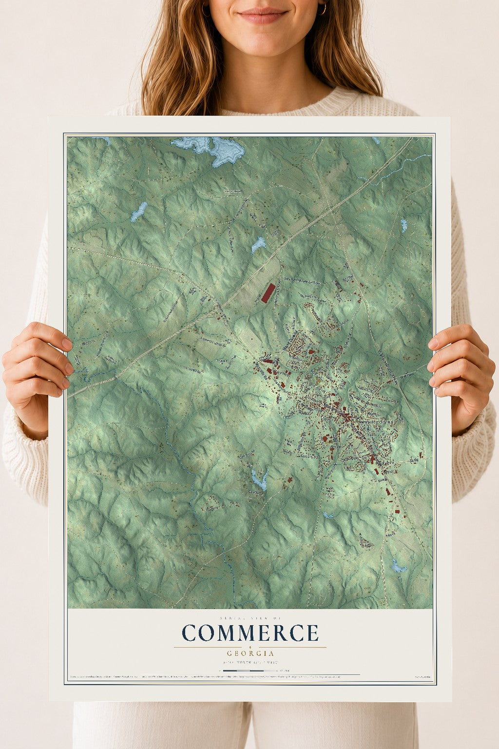 Commerce, Georgia map print, 18" x 24" Archival Matte Print mockup