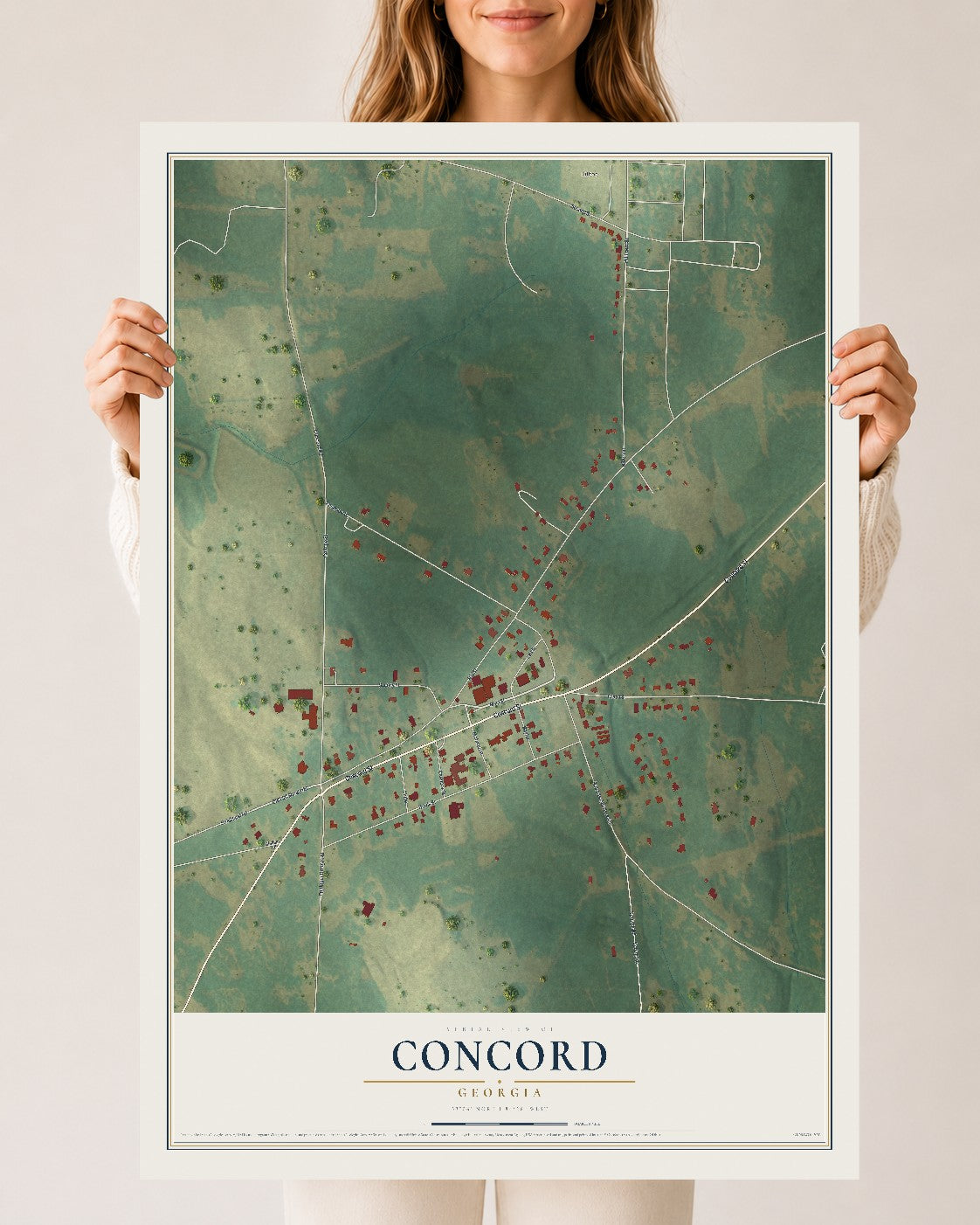Concord, Georgia map print, 24" x 36" Archival Matte Print mockup