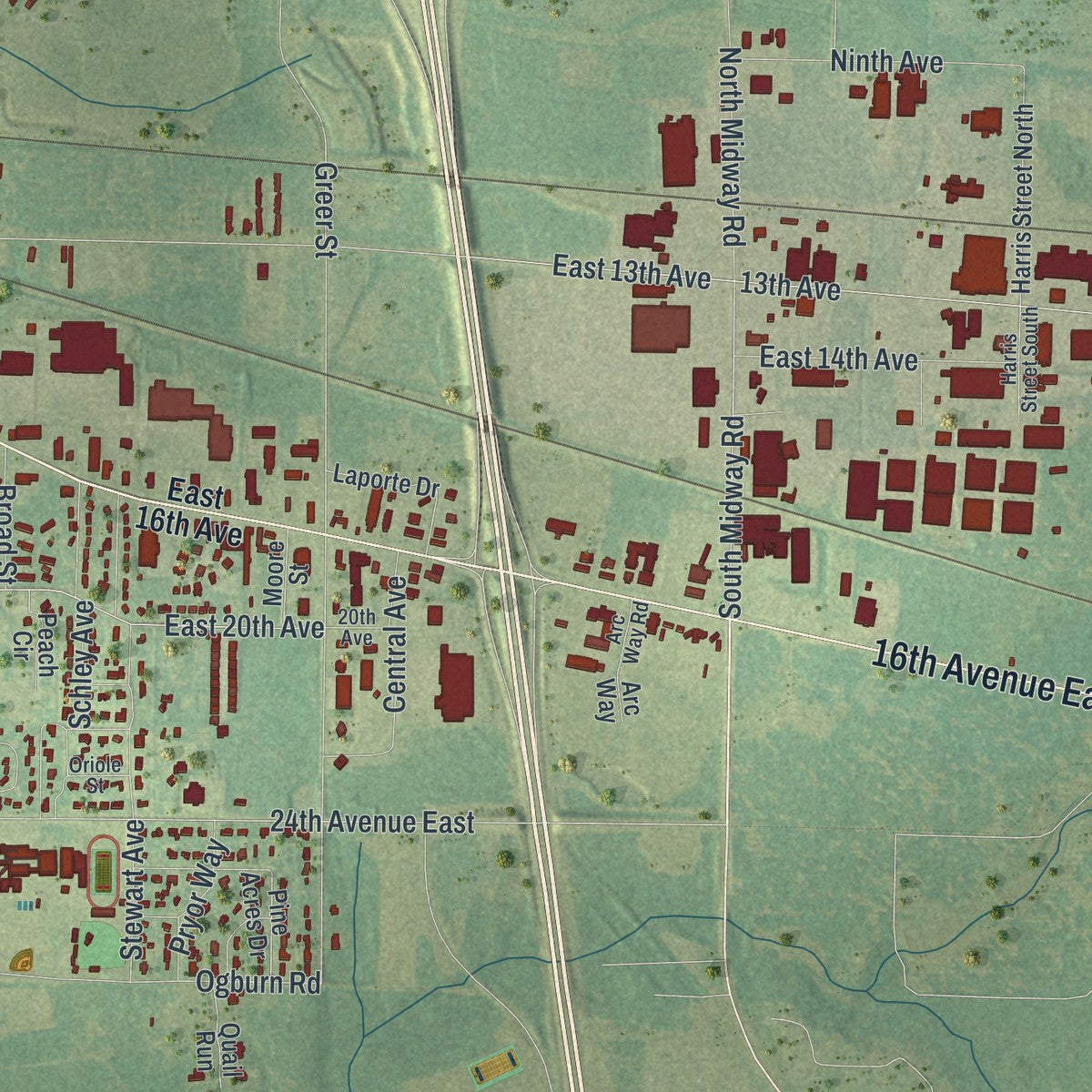 Close-up 2 of the Cordele, Georgia map artwork