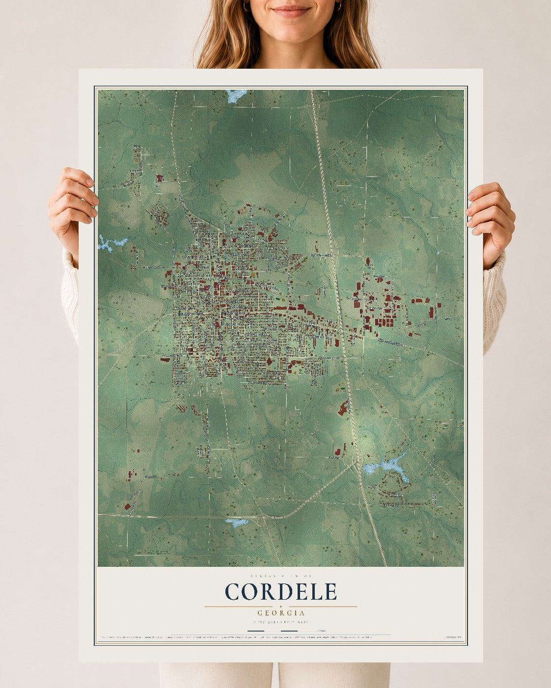 Cordele, Georgia map print, 24" x 36" Archival Matte Print mockup