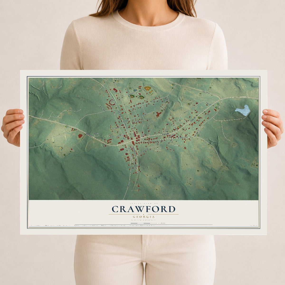 Crawford, Georgia map print, 12" x 18" Archival Matte Print mockup