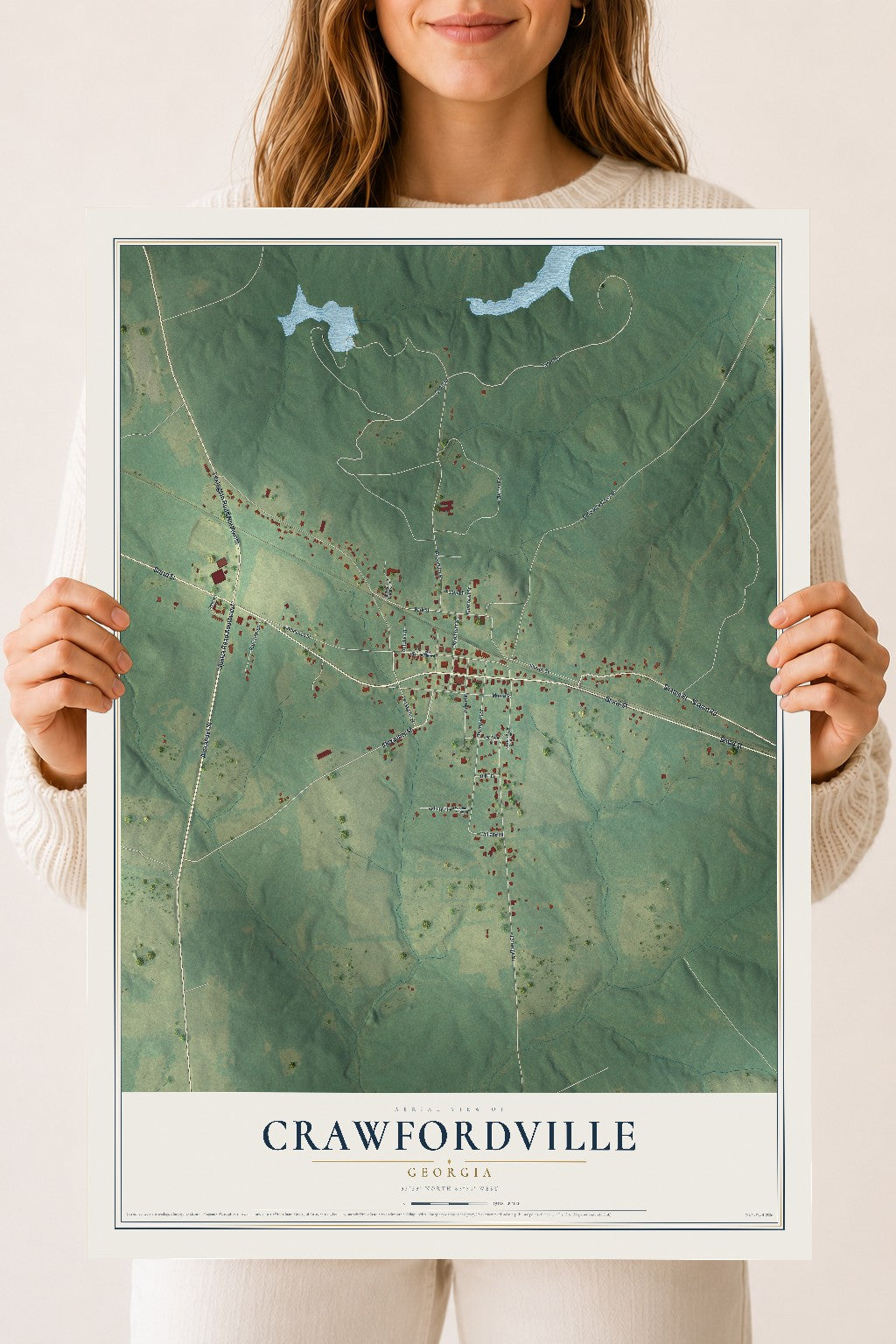 Crawfordville, Georgia map print, 18" x 24" Archival Matte Print mockup