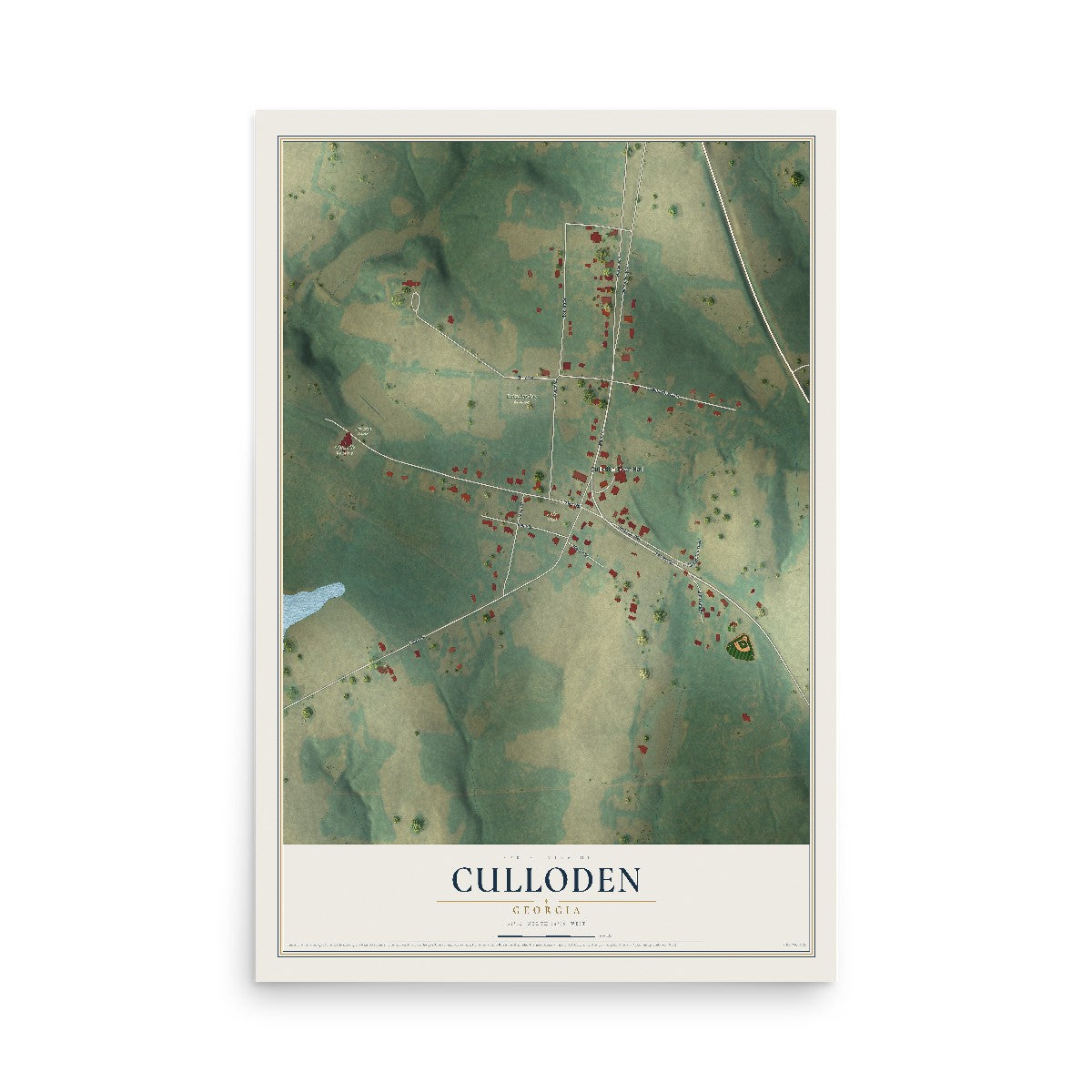 Culloden, Georgia map print, 12" x 18" Archival Matte Print mockup