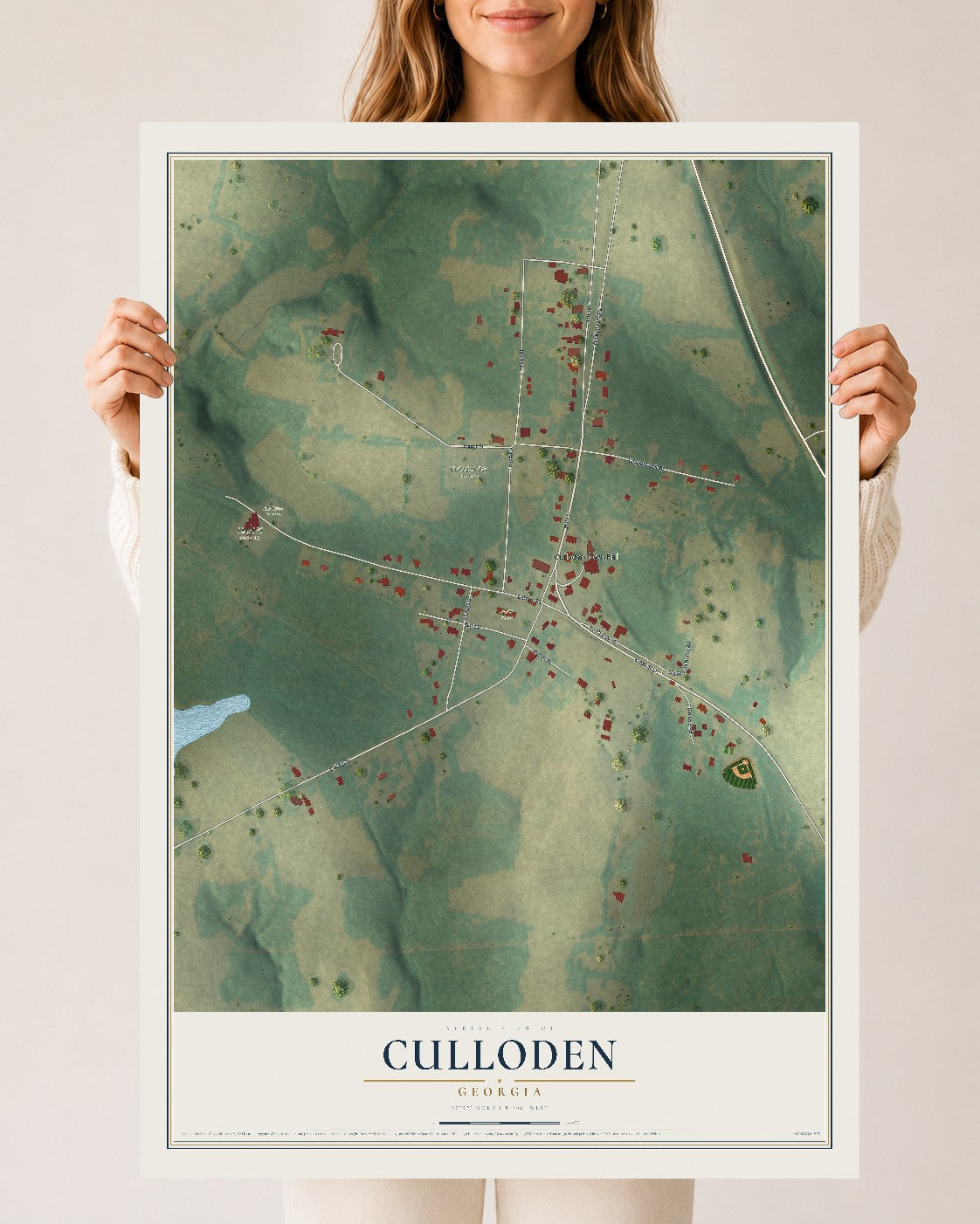 Culloden, Georgia map print, 24" x 36" Archival Matte Print mockup