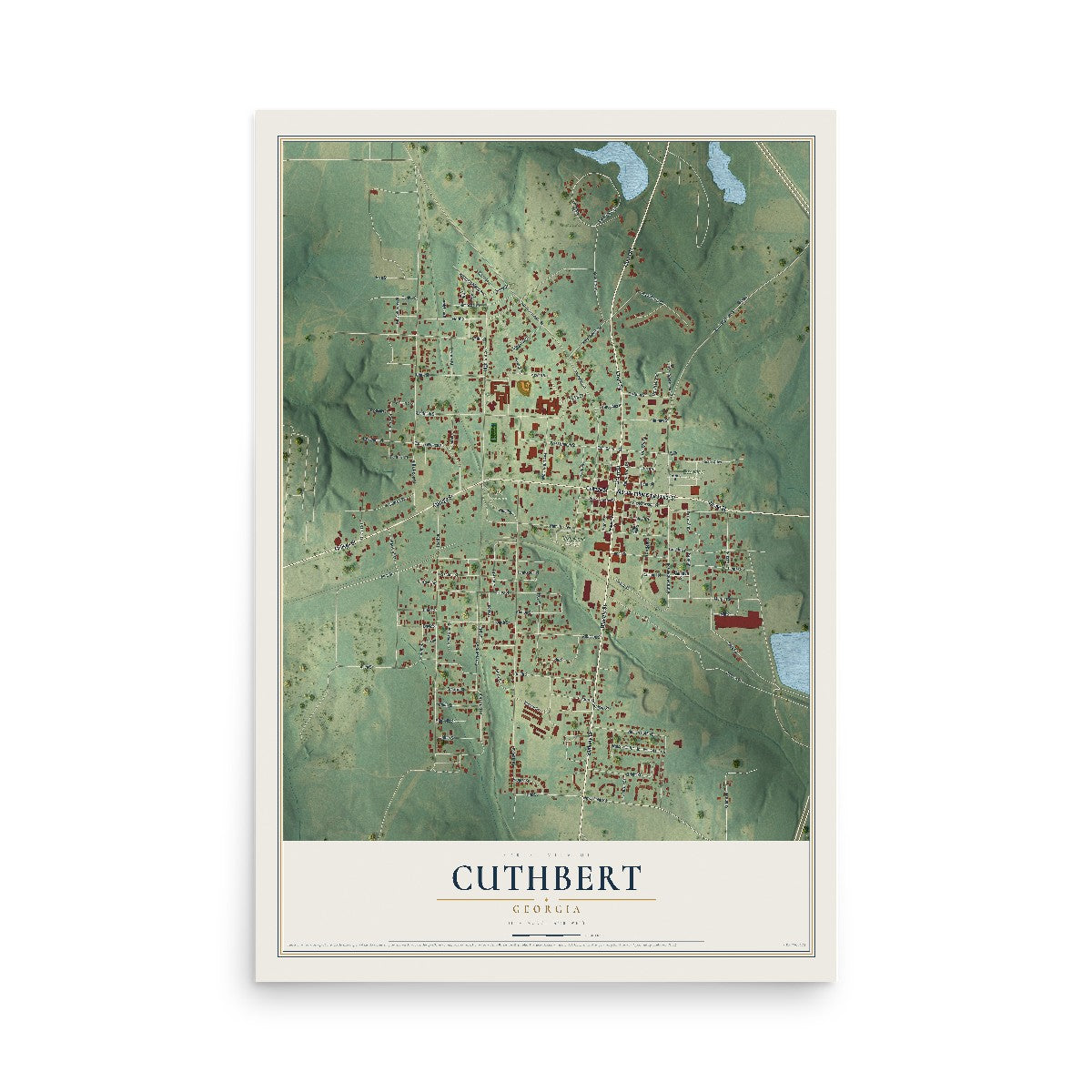 Cuthbert, Georgia map print, 12" x 18" Archival Matte Print mockup