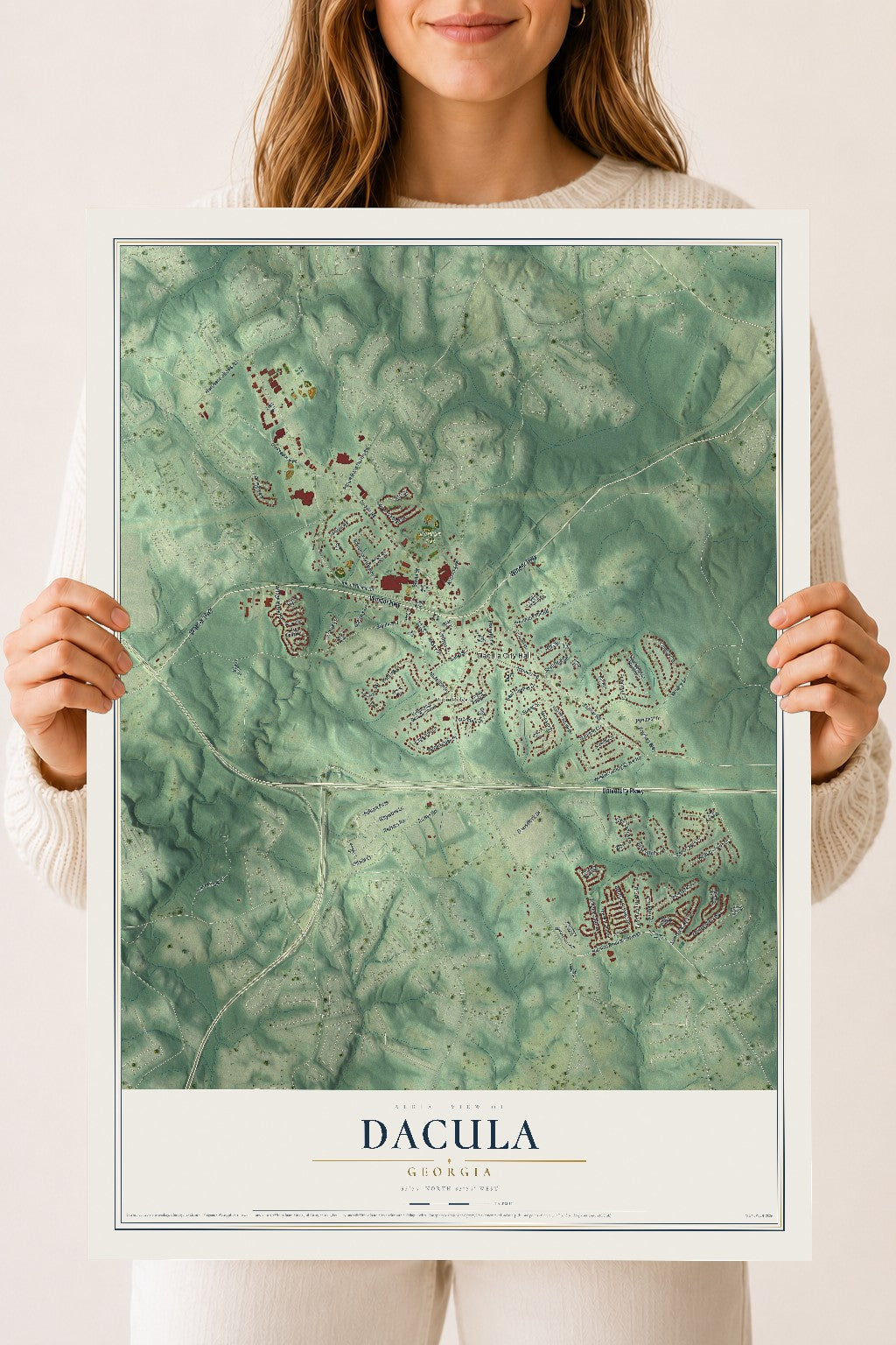 Dacula, Georgia map print, 18" x 24" Archival Matte Print mockup