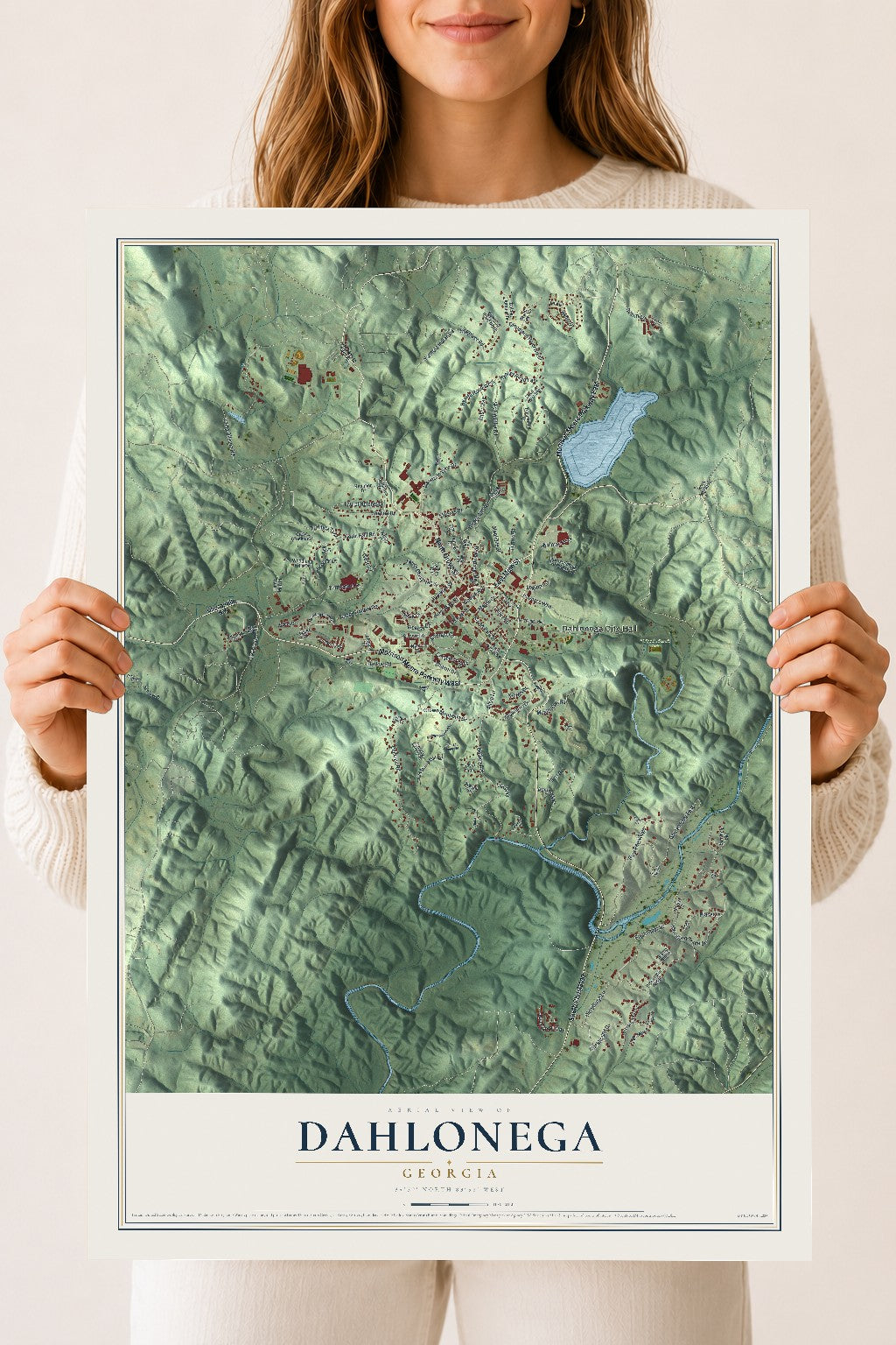 Dahlonega, Georgia map print, 18" x 24" Archival Matte Print mockup