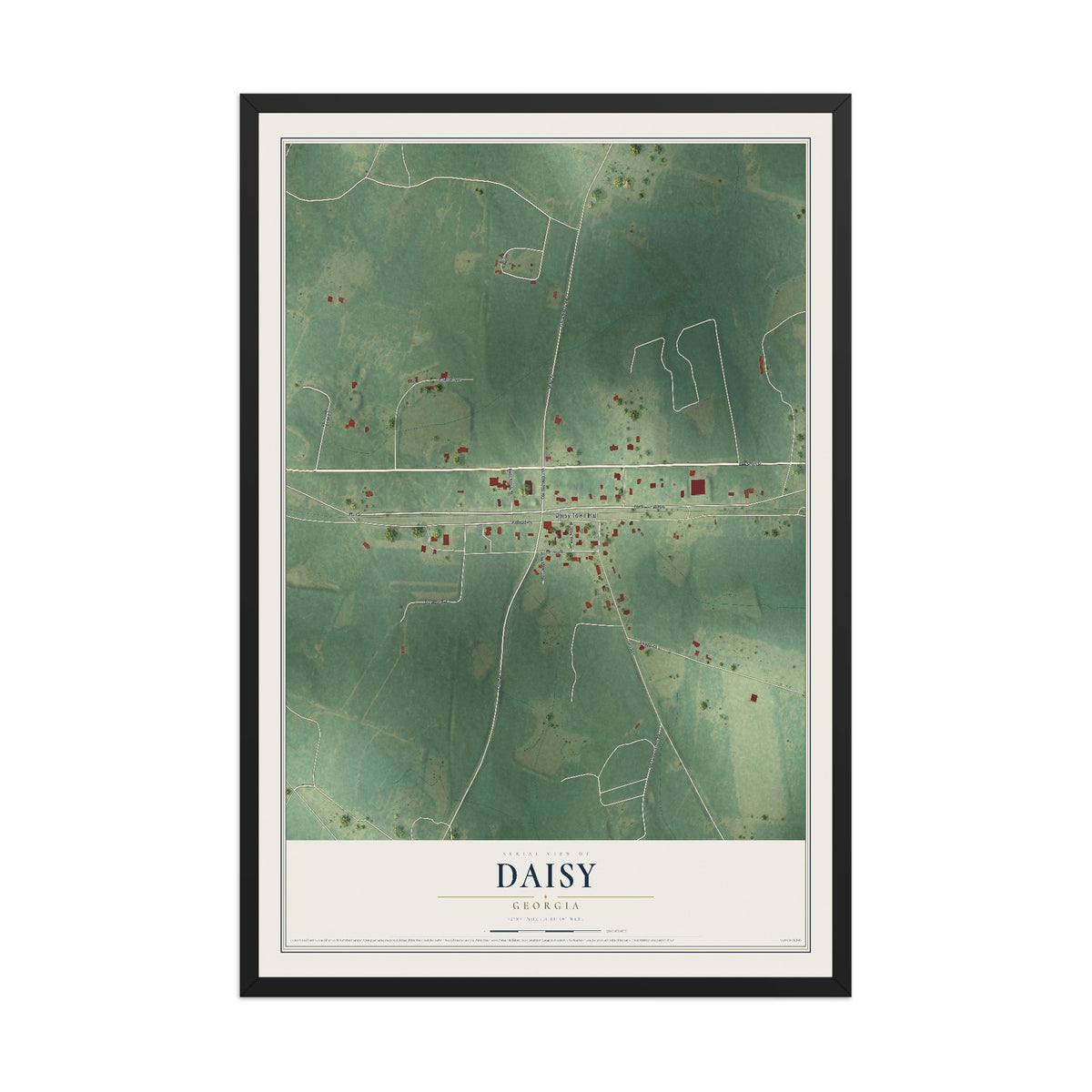 Daisy, Georgia map print, 12" x 18" W/ Black Ayous Wood Frame mockup