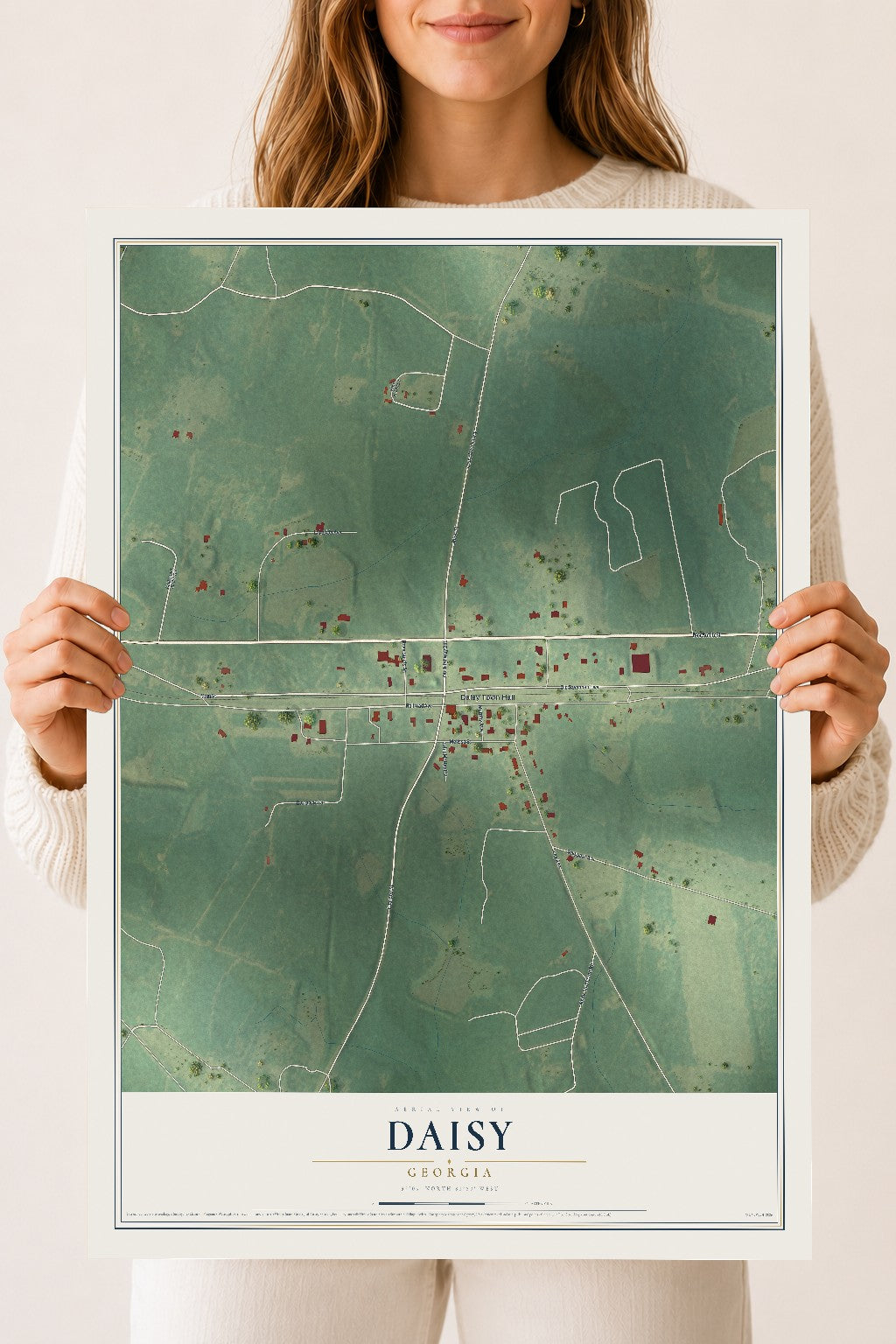 Daisy, Georgia map print, 18" x 24" Archival Matte Print mockup
