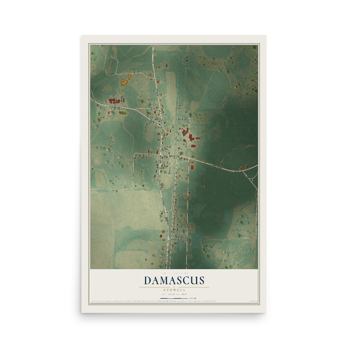 Damascus, Georgia map print, 12" x 18" Archival Matte Print mockup