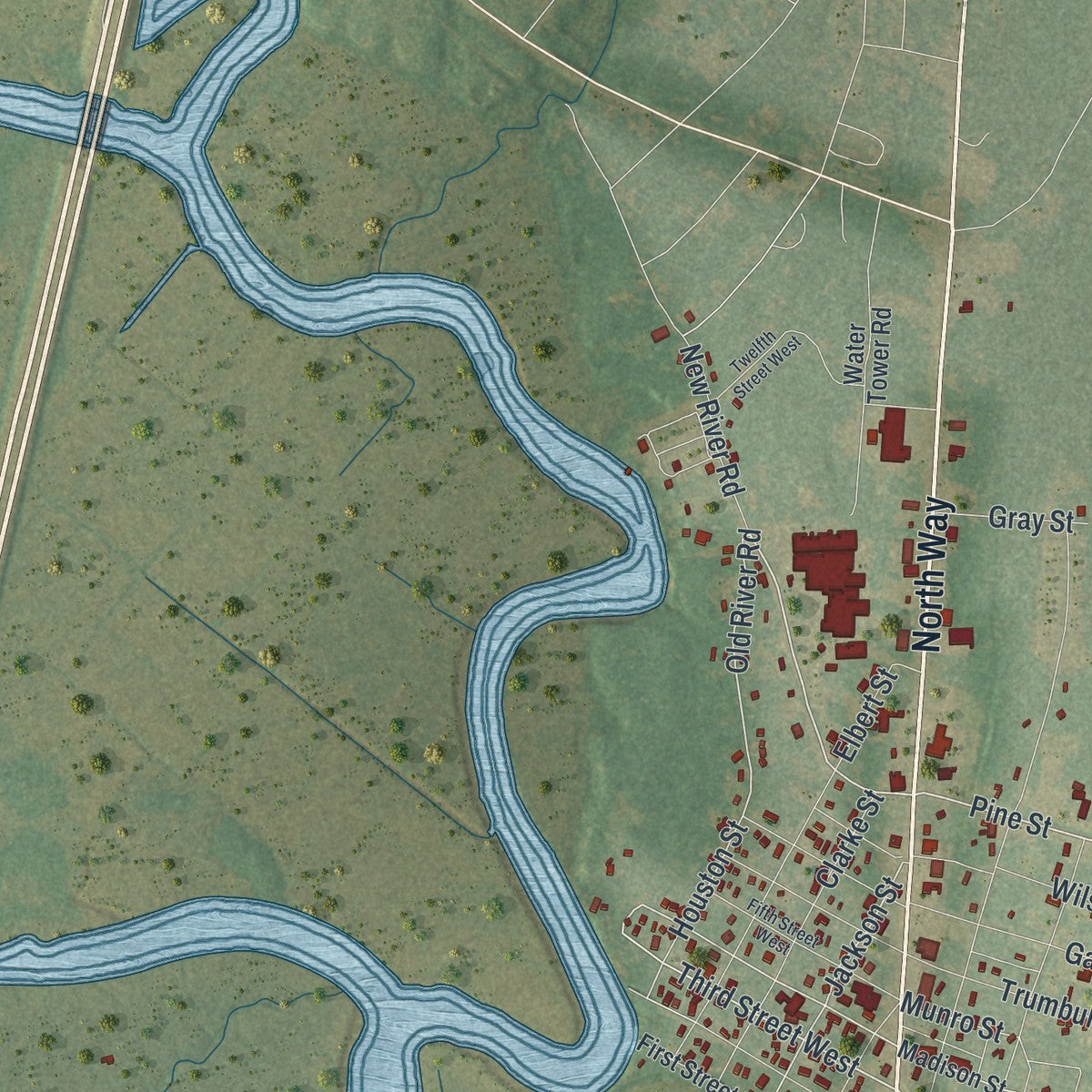 Close-up 2 of the Darien, Georgia map artwork