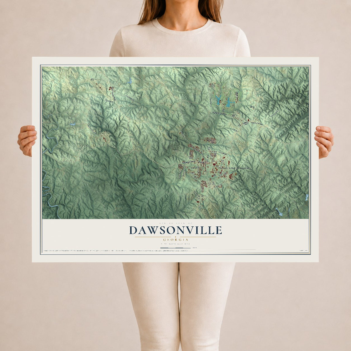 Dawsonville, Georgia map print, 24" x 36" Archival Matte Print mockup